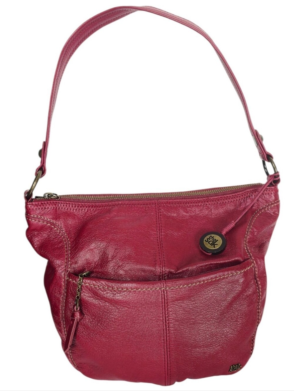 The Sak Red Leather Shoulder bag Purse With Gold Hardwear